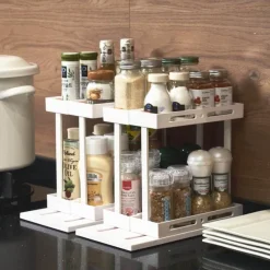 Space Savvy Küche & Esszimmer-Ausziehbares Gewürzregal für die Küche – einfacher Aufbewahrungs-Organizer