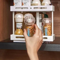 Space Savvy Küche & Esszimmer-Ausziehbares Gewürzregal für die Küche – einfacher Aufbewahrungs-Organizer