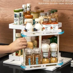 Space Savvy Küche & Esszimmer-Ausziehbares Gewürzregal für die Küche – einfacher Aufbewahrungs-Organizer