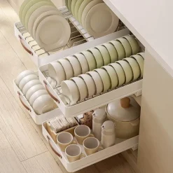 Space Savvy Küche & Esszimmer-Ausziehbares Küchen-Organizer-Tablett aus Edelstahl