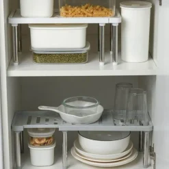 Space Savvy Küche & Esszimmer-Ausziehbares Schrank-Organizer-Regal – platzsparende Aufbewahrung in der Küche