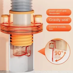 Tranquil Waters Badezimmer|Küche & Esszimmer-Automatischer Abflussrohradapter - Geruchsverhindernder Abfluss