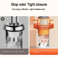 Tranquil Waters Badezimmer|Küche & Esszimmer-Automatischer Abflussrohradapter - Geruchsverhindernder Abfluss