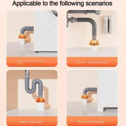 Tranquil Waters Badezimmer|Küche & Esszimmer-Automatischer Abflussrohradapter - Geruchsverhindernder Abfluss