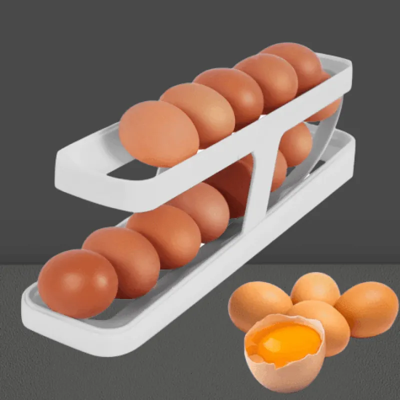 Space Savvy Küche & Esszimmer-Automatischer Eierrollständer-Organizer