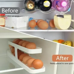 Space Savvy Küche & Esszimmer-Automatischer Eierrollständer-Organizer