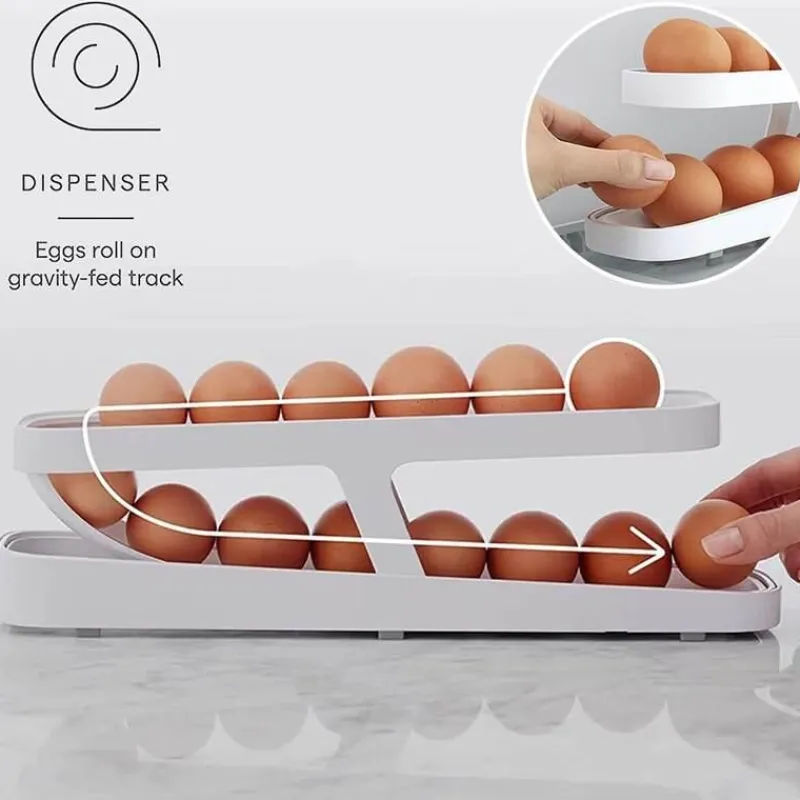 Space Savvy Küche & Esszimmer-Automatischer Eierrollständer-Organizer