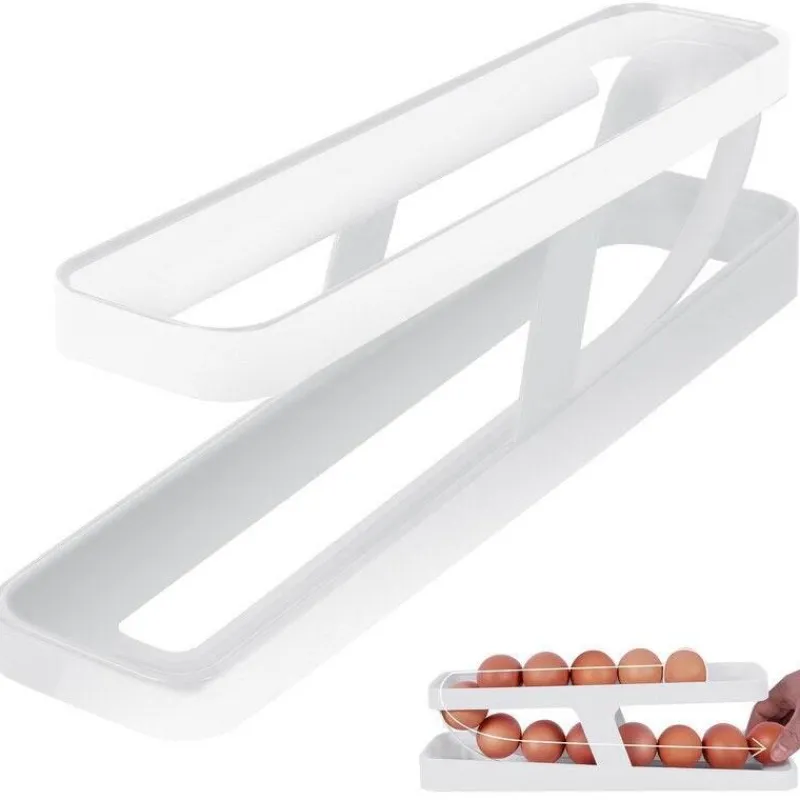 Space Savvy Küche & Esszimmer-Automatischer Eierrollständer-Organizer
