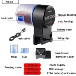 Furendo Haustierzubehör|Reinigungswerkzeuge Für Haustiere-Automatischer Futterspender für Aquarienfische – Timer-aktiviertes Gerät