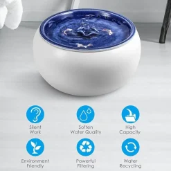 Furry Haven Haustierzubehör|Reinigungswerkzeuge Für Haustiere-Automatischer Haustier-Wasserbrunnen – intelligenter Keramikspender für Katzen und Hunde
