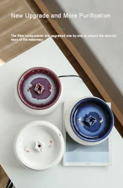 Furry Haven Haustierzubehör|Reinigungswerkzeuge Für Haustiere-Automatischer Haustier-Wasserbrunnen – intelligenter Keramikspender für Katzen und Hunde