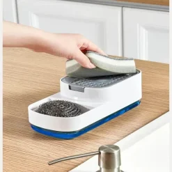 Space Savvy Küche & Esszimmer-Automatischer Seifenspender mit Schwammablage - Küchenutensilien