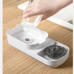 Space Savvy Küche & Esszimmer-Automatischer Seifenspender mit Schwammablage - Küchenutensilien