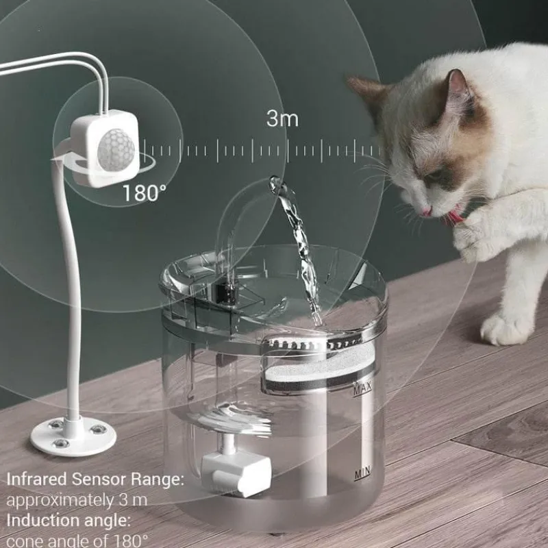 Furendo Haustierzubehör|Tierfütterung-Automatischer Wasserbrunnen für Haustiere – Sensoraktivierter Spender für Katzen und Hunde