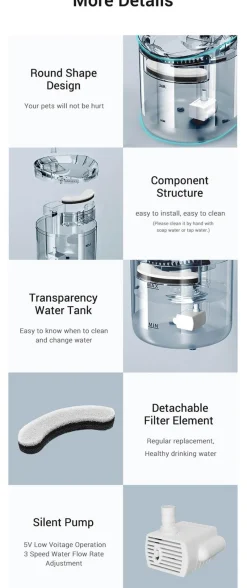 Furendo Haustierzubehör|Tierfütterung-Automatischer Wasserbrunnen für Haustiere – Sensoraktivierter Spender für Katzen und Hunde