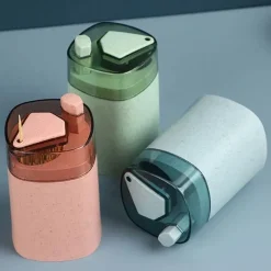 Tom Küche & Esszimmer-Auatischer Zahnstocherspender – Umweltfreundliche Aufbewahrung aus Weizenstroh für eine bequeme Nutzung