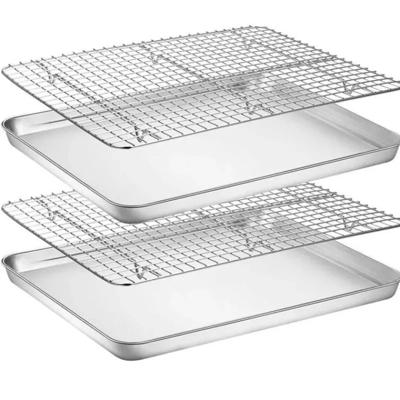 Tom Küche & Esszimmer-Backblech aus Edelstahl mit herausnehmbarem Kühlgitter – vielseitiges Backgeschirr-Set
