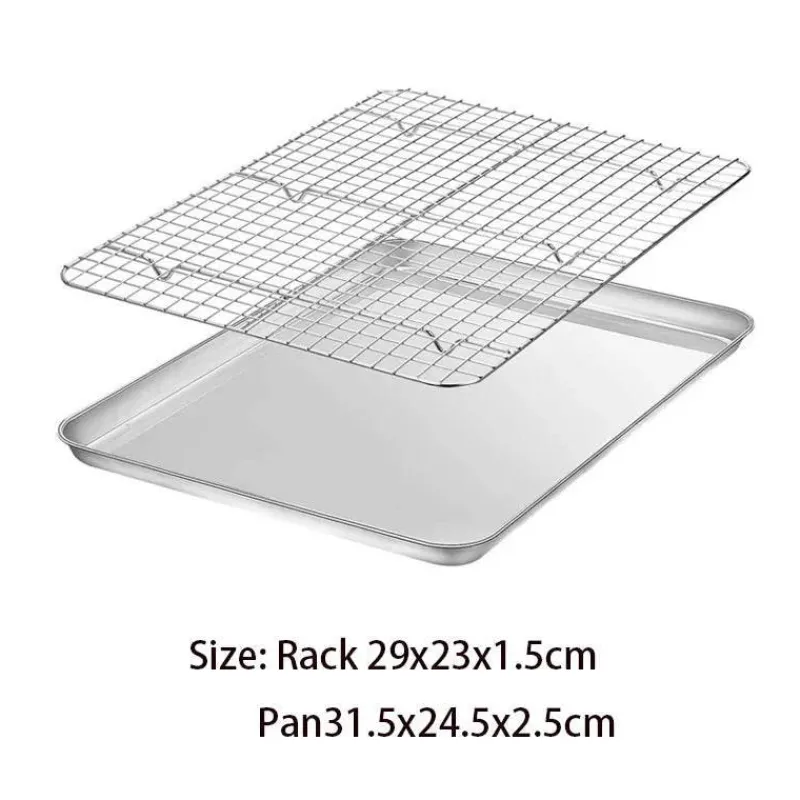 Tom Küche & Esszimmer-Backblech aus Edelstahl mit herausnehmbarem Kühlgitter – vielseitiges Backgeschirr-Set