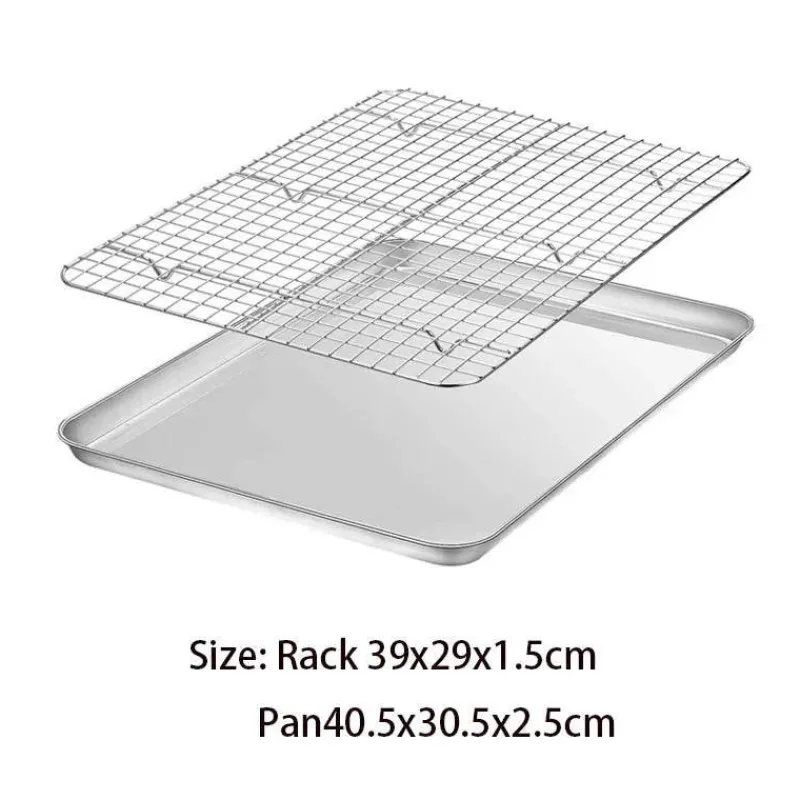 Tom Küche & Esszimmer-Backblech aus Edelstahl mit herausnehmbarem Kühlgitter – vielseitiges Backgeschirr-Set
