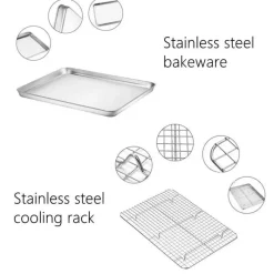 Tom Küche & Esszimmer-Backblech aus Edelstahl mit herausnehmbarem Kühlgitter – vielseitiges Backgeschirr-Set