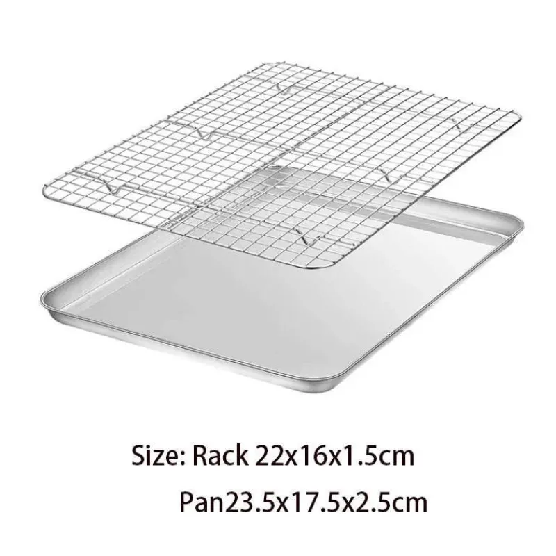 Tom Küche & Esszimmer-Backblech aus Edelstahl mit herausnehmbarem Kühlgitter – vielseitiges Backgeschirr-Set