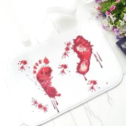 Tranquil Waters Badezimmer-Badematte aus Mikrofaser mit Memory-Schaumstoff und Fußabdruck in Rot