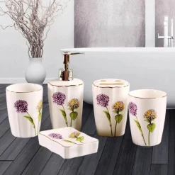 Feast u0026 Flair Küche & Esszimmer-Badezimmer-Set aus Keramik – Zahnbürstenhalter, Lotionspender, Seifenschale