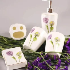 Feast u0026 Flair Küche & Esszimmer-Badezimmer-Set aus Keramik – Zahnbürstenhalter, Lotionspender, Seifenschale