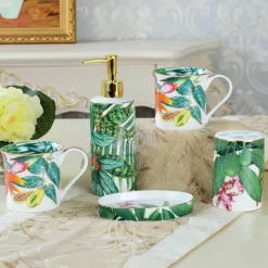 Feast u0026 Flair Küche & Esszimmer-Badezimmerset „Tropical Rainforest“ – 5-teilige Sanitärkeramik