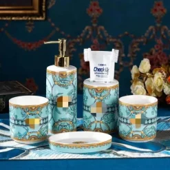 Feast u0026 Flair Küche & Esszimmer-Badezimmerset „Tropical Rainforest“ – 5-teilige Sanitärkeramik