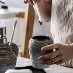 The Bath Nook Badezimmer-Bali Ceramic Bathroom Set - Elegant Home Decor Accessory