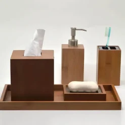 Serene Splash Badezimmer-Bamboo Bathroom Accessory Set - Eco-Friendly Organizers