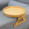 Cozy Living Möbel|Heimwerkzeuge-Bamboo Clip-On Tray - Round Sofa Armrest Organizer