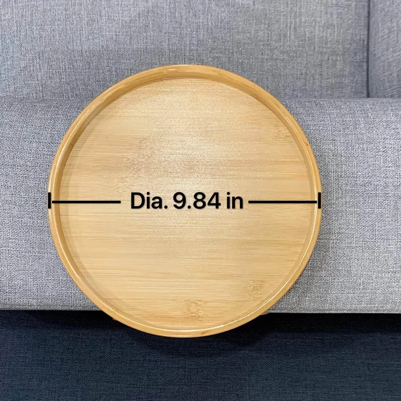 Cozy Living Möbel|Heimwerkzeuge-Bamboo Clip-On Tray - Round Sofa Armrest Organizer