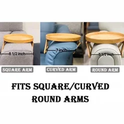 Cozy Living Möbel|Heimwerkzeuge-Bamboo Clip-On Tray - Round Sofa Armrest Organizer