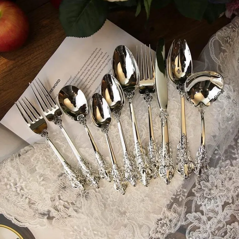 Feast u0026 Flair Küche & Esszimmer-Barockes Silberbesteck-Set - 10-teilige Besteckkollektion