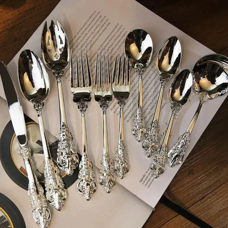 Feast u0026 Flair Küche & Esszimmer-Barockes Silberbesteck-Set - 10-teilige Besteckkollektion