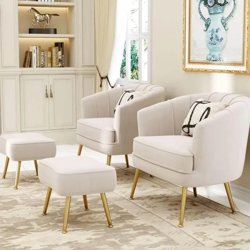 Comfort u0026 Style Möbel-Beiger Schalensessel - Bequemer Wohnzimmersessel mit goldenen Beinen