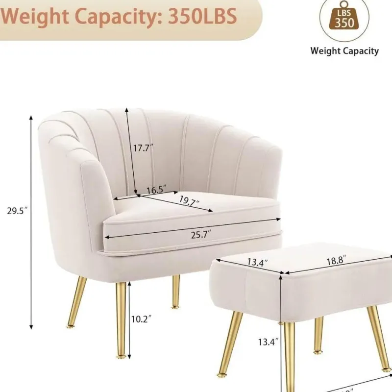 Comfort u0026 Style Möbel-Beiger Schalensessel - Bequemer Wohnzimmersessel mit goldenen Beinen