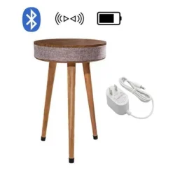 Comfort u0026 Style Möbel-Beistelltisch mit Bluetooth-Lautsprecher – Elegantes Holzdesign mit kabellosem Laden