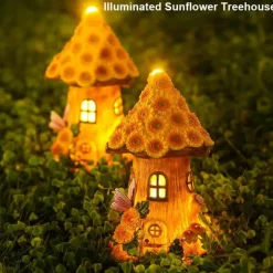 Bright Accents Beleuchtung-Beleuchtetes Sonnenblumen-Baumhaus – beleuchtete Gartendekoration