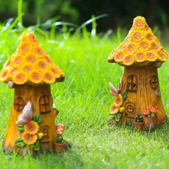 Bright Accents Beleuchtung-Beleuchtetes Sonnenblumen-Baumhaus – beleuchtete Gartendekoration