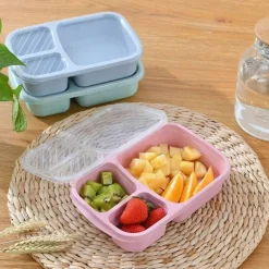 Tom Küche & Esszimmer-Bento-Box-Set für Kinder aus Weizenstroh mit Lunchtasche