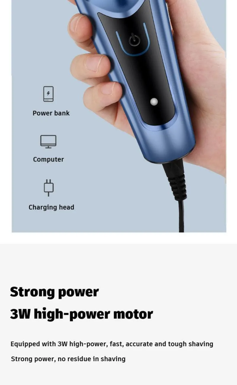 PureGlow Frauenpflege|Körperpflege-Über USB wiederaufladbarer Elektrorasierer für Männer, leistungsstarker, wasserdichter Rasierer