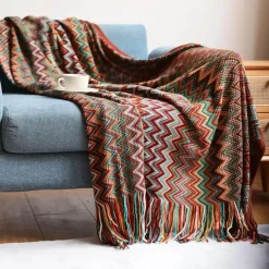 Snug u0026 Soft Bettzeug-Überwurfdecke im Bohemian-Stil mit Streifenmuster – gemütliche Tagesdecke mit Quasten für Sofa oder Bett