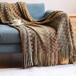 Snug u0026 Soft Bettzeug-Überwurfdecke im Bohemian-Stil mit Streifenmuster – gemütliche Tagesdecke mit Quasten für Sofa oder Bett