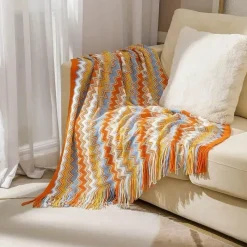 Snug u0026 Soft Bettzeug-Überwurfdecke im Bohemian-Stil mit Streifenmuster – gemütliche Tagesdecke mit Quasten für Sofa oder Bett