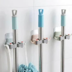 Tranquil Waters Badezimmer-Besen- und Mopphalter zur Wandmontage – Organizer ohne Bohren