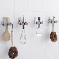 Tranquil Waters Badezimmer-Besen- und Mopphalter zur Wandmontage – Organizer ohne Bohren