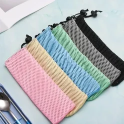 Tom Küche & Esszimmer-Bestecketui aus Baumwollleinen – Reise-Esstasche mit Kordelzug